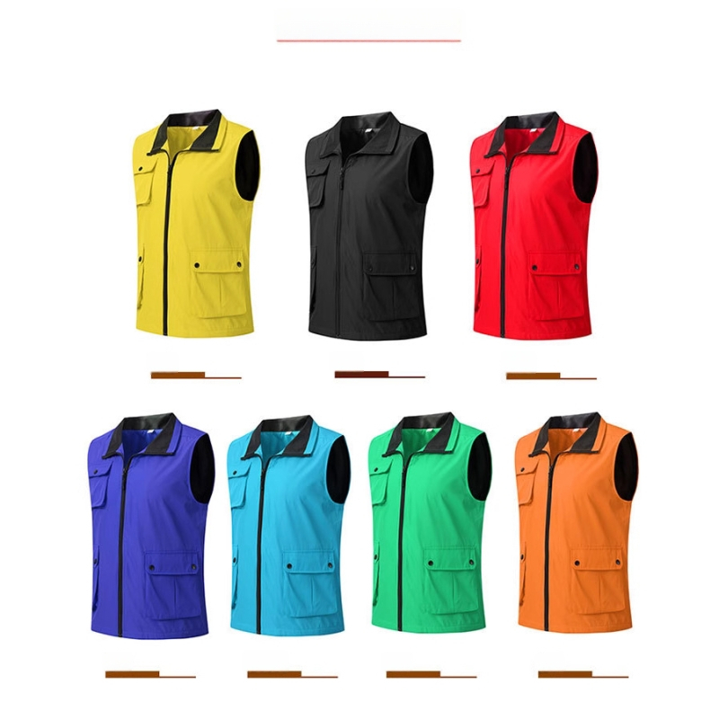 Γιλέκο με πολλές τσέπες, πολυεστέρα 300T υψηλής πυκνότητας, φερμουάρ, ίσιο κόψιμο, κατάλληλο για τέσσερις εποχές