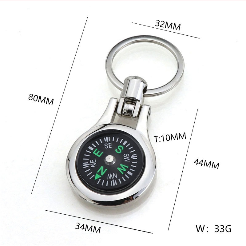 Mingxin ключодържател от цинкова сплав с компас, многофункционална висулка, модерен минималистичен дизайн, индивидуално опакован подарък
