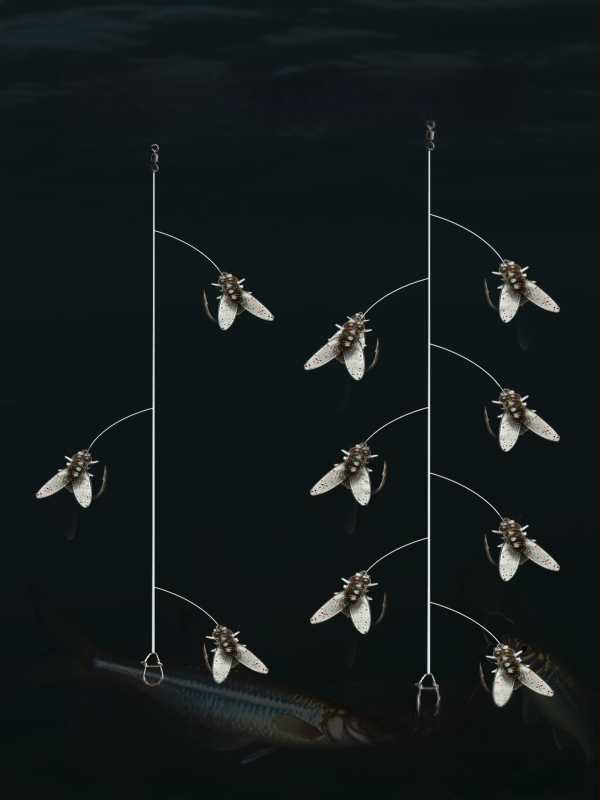 Комплект нишкови куки за мухарски риболов – антизаплитане, Caddis примамка, 16 куки