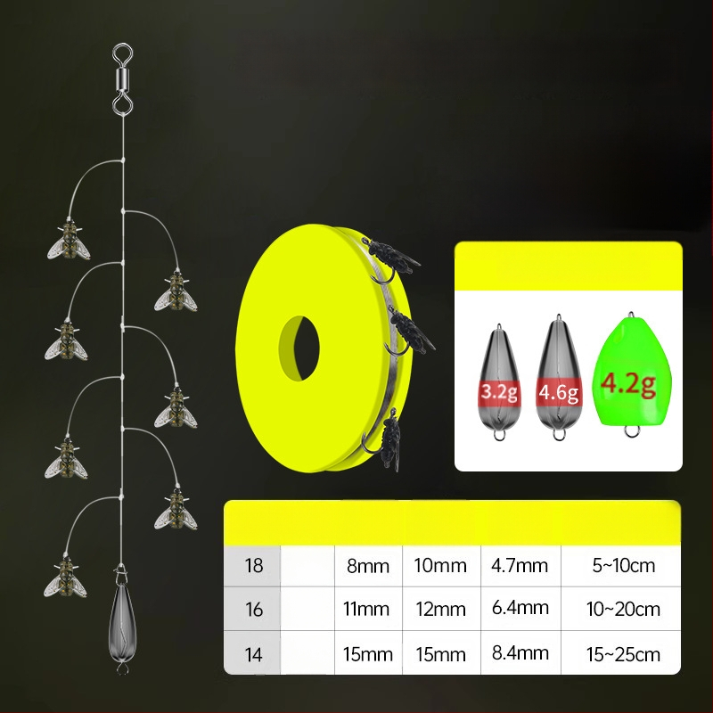 Комплект нишкови куки за мухарски риболов – антизаплитане, Caddis примамка, 16 куки