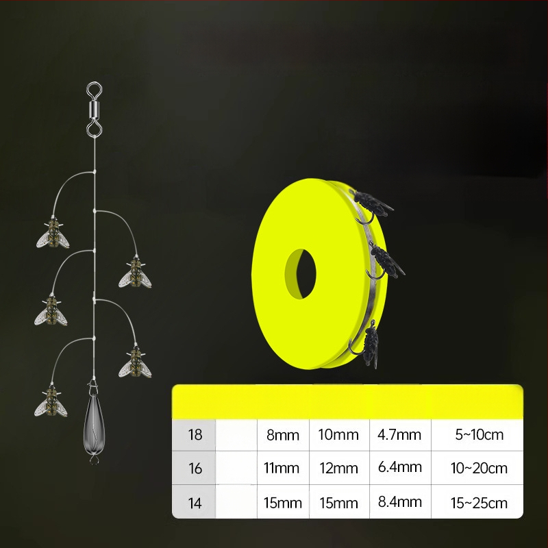 Комплект нишкови куки за мухарски риболов – антизаплитане, Caddis примамка, 16 куки