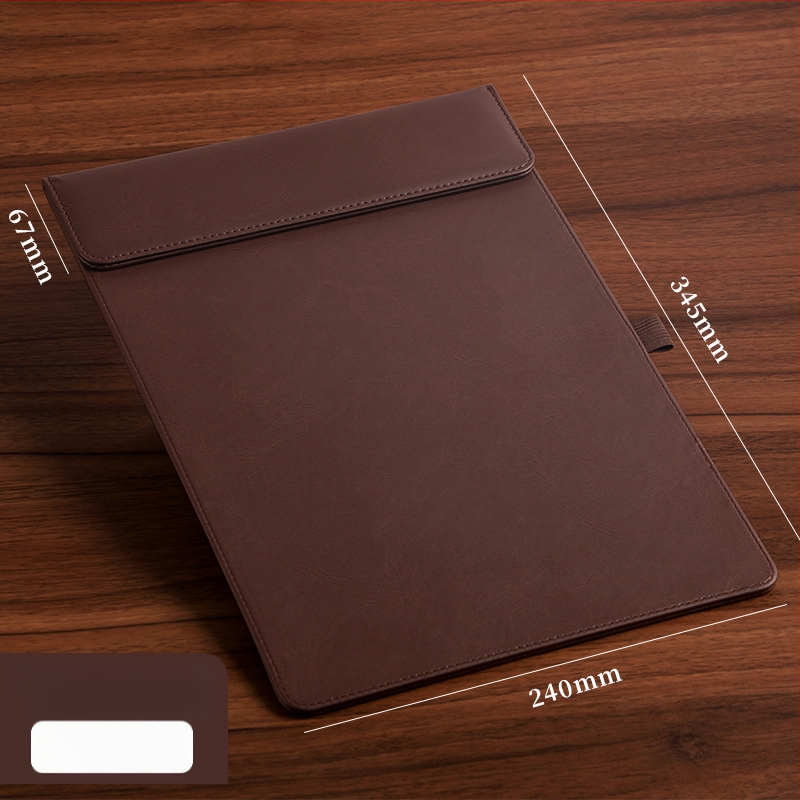 Bőr mágneses mappa A4-es fogóval, 5 mm lemezzel és logónyomtatással – testre szabható