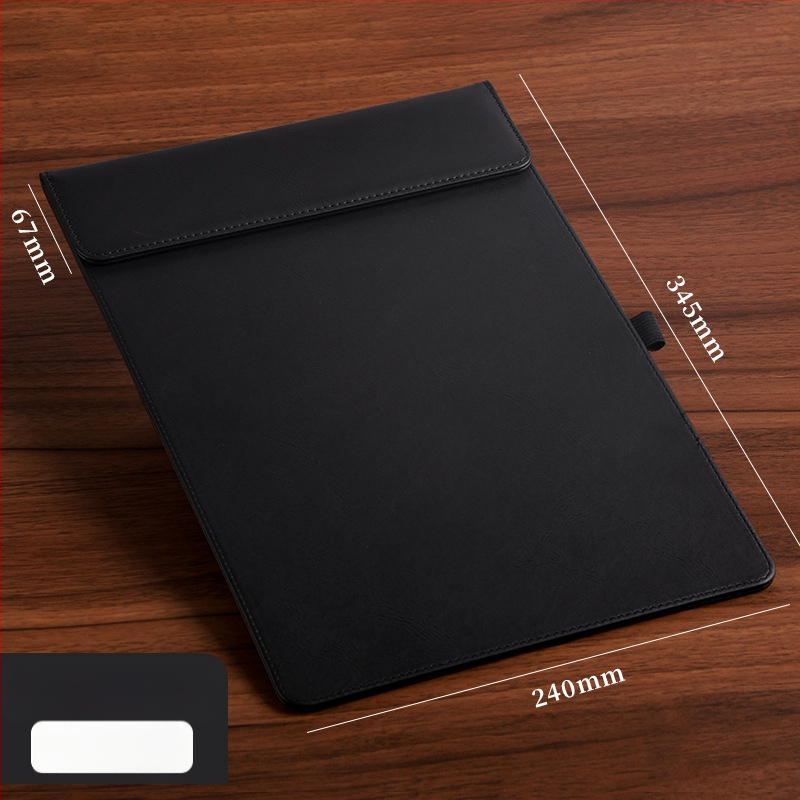 Bőr mágneses mappa A4-es fogóval, 5 mm lemezzel és logónyomtatással – testre szabható