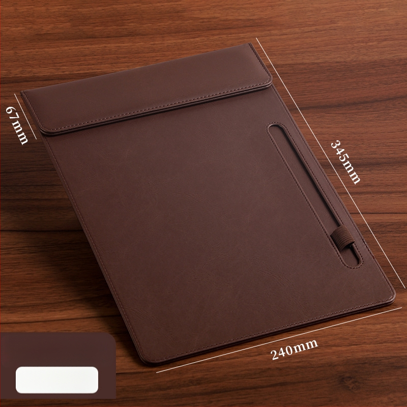 Bőr mágneses mappa A4-es fogóval, 5 mm lemezzel és logónyomtatással – testre szabható