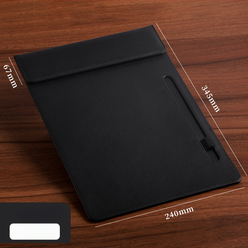 Bőr mágneses mappa A4-es fogóval, 5 mm lemezzel és logónyomtatással – testre szabható