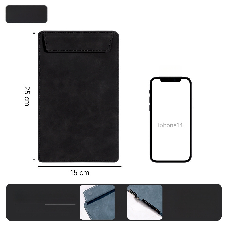 Bőr mágneses mappa A4-es fogóval, 5 mm lemezzel és logónyomtatással – testre szabható