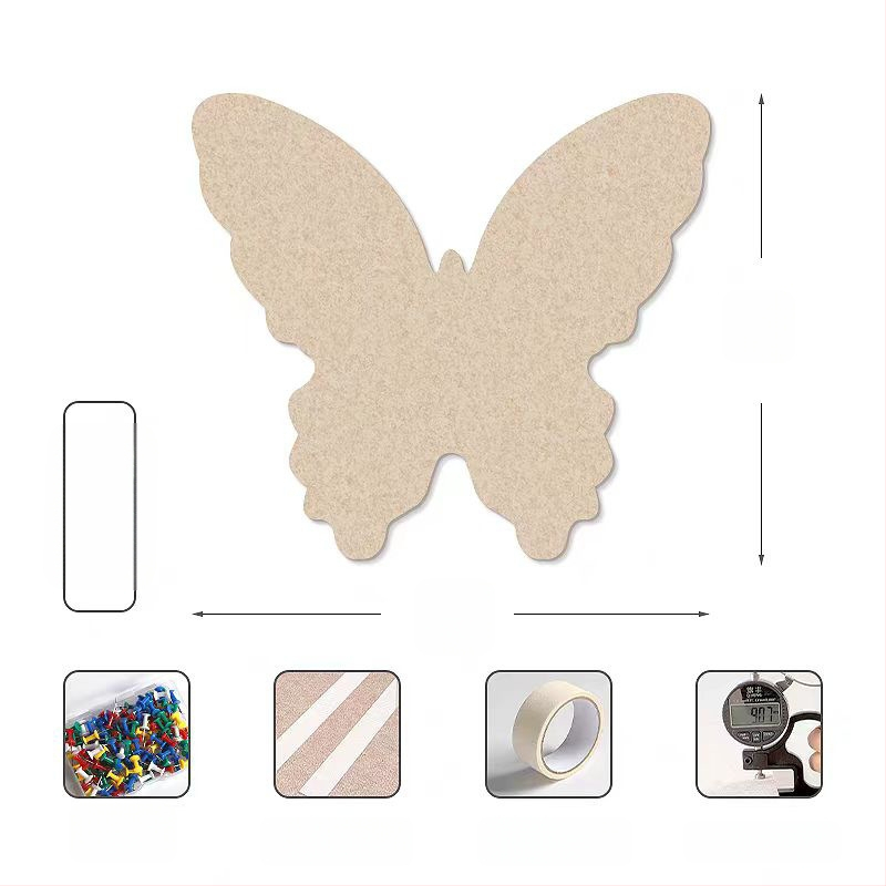 3D pillangó filc falpanel bejárathoz — dekoratív falidísz fotófal és TV-háttérhez (Anyag: poliészter rost; Funkciók: nedvességálló, molyok elleni, szennyeződés elleni, penészálló)