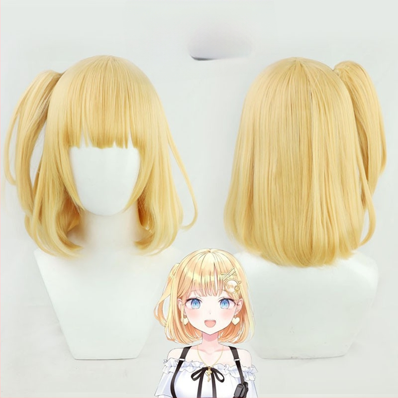 Watson Amelia Vtuber cosplay paróka, hőálló magas hőmérsékletű szál, középhosszú, nem alkalmas forró színfestéshez