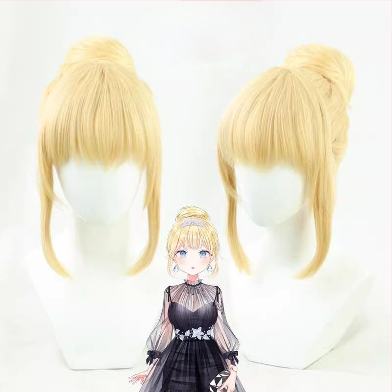 Watson Amelia Vtuber cosplay paróka, hőálló magas hőmérsékletű szál, középhosszú, nem alkalmas forró színfestéshez