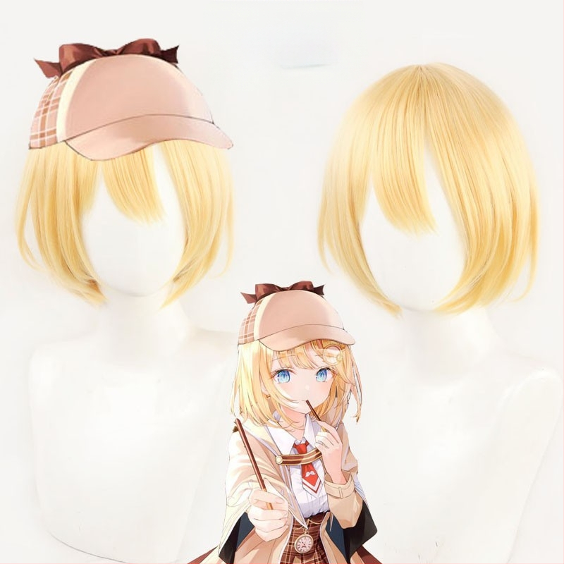 Watson Amelia Vtuber cosplay paróka, hőálló magas hőmérsékletű szál, középhosszú, nem alkalmas forró színfestéshez