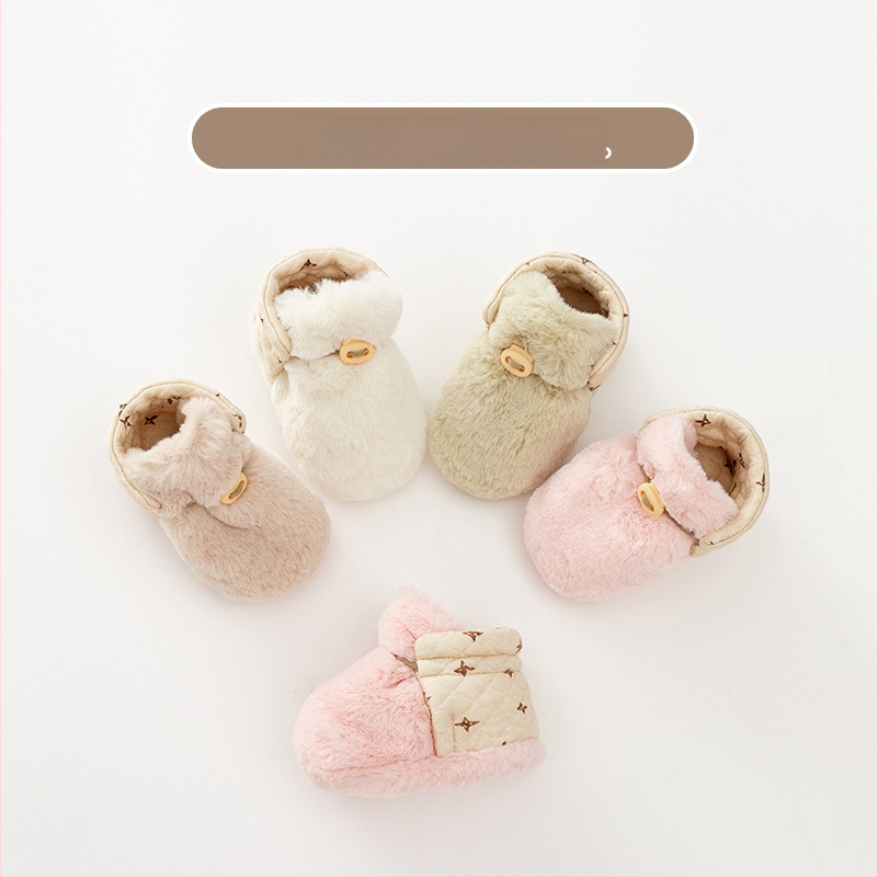 Botosei pentru nou-născuți, cu căptușeală din fleece, groși, talpă moale anti-derapare pentru iarnă