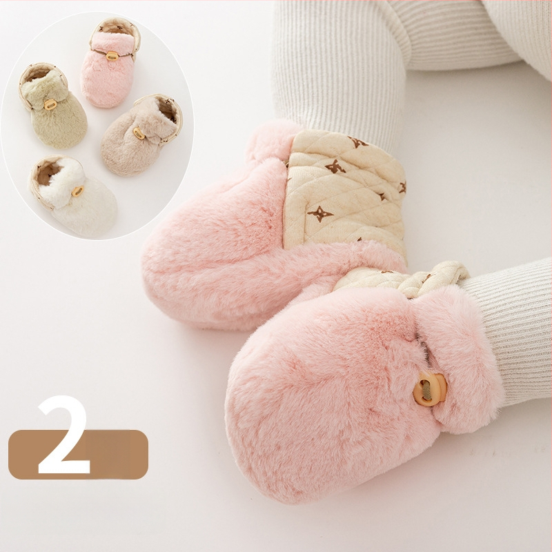 Botosei pentru nou-născuți, cu căptușeală din fleece, groși, talpă moale anti-derapare pentru iarnă