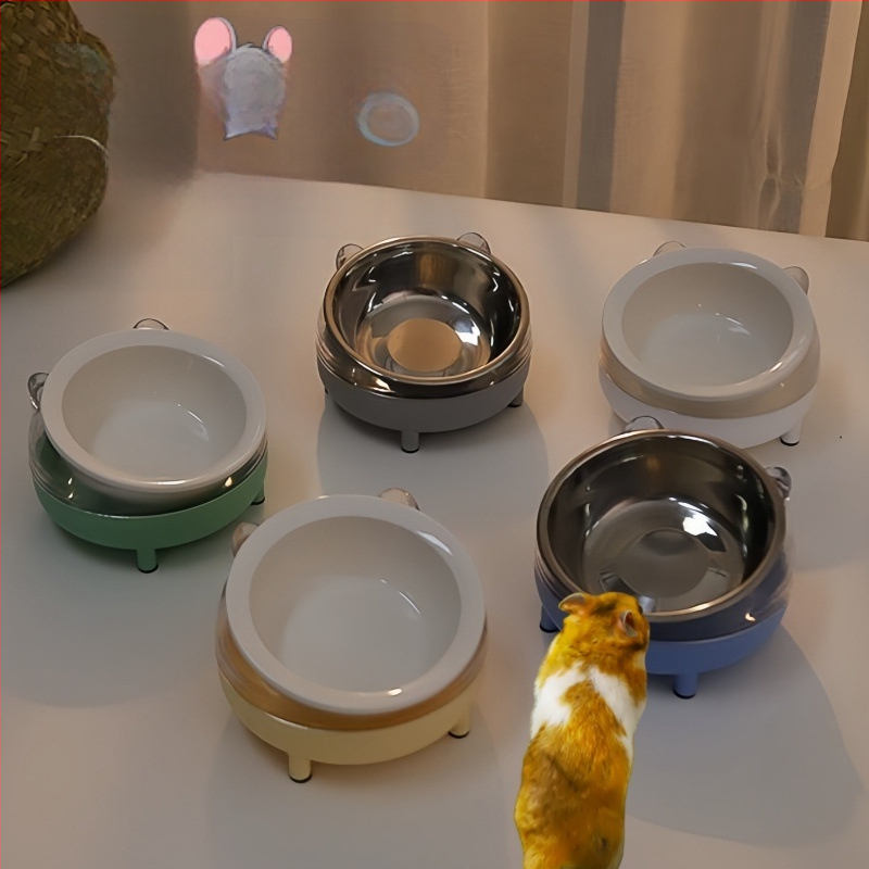 Είδη Διατροφής για Κατοικίδια — κεραμικό μπολ φαγητού κατά της ανατροπής για χάμστερ και τροφοδότης από ανοξείδωτο χάλυβα για μικρά ζώα