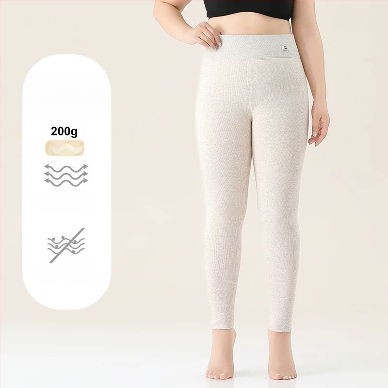 Κολάν για γυναίκες από βαμβάκι με φλις επένδυση, ριγέ σχέδιο, υψηλής μέσης, πλήρους μήκους, βαμβάκι-ελαστάν ύφασμα