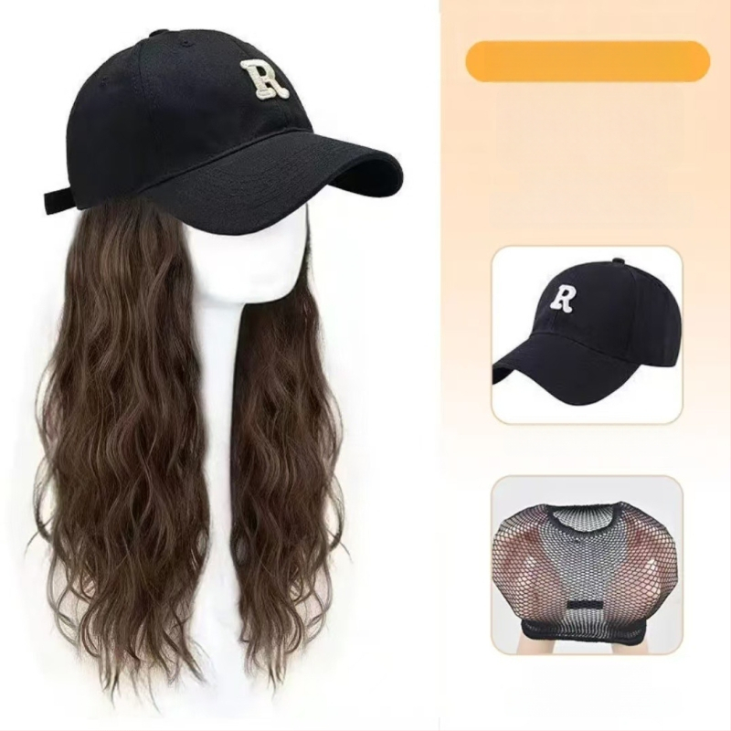 Kalapos paróka nőknek — hosszú göndör haj, természetes hatás, fehérje selyem anyag, frufru nélkül, sapkával integrált paróka, nem festhető és nem dauerolható, minden bőrtónushoz illeszkedik