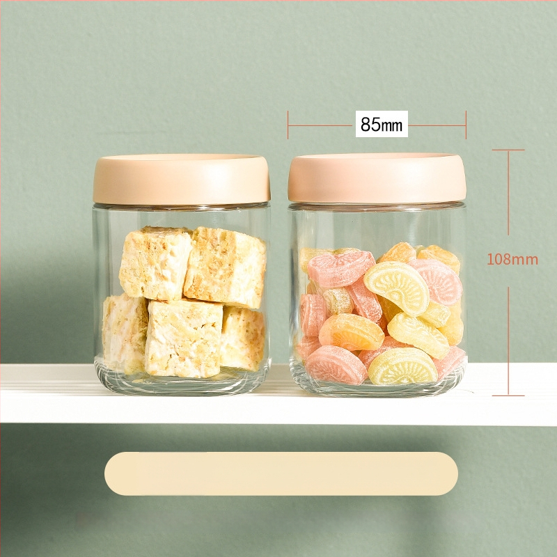 Стъклени запечатани буркани за съхранение на храна, кръгла форма, до 300 мл, модерен минималистичен стил.