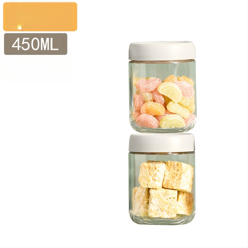 Стъклени запечатани буркани за съхранение на храна, кръгла форма, до 300 мл, модерен минималистичен стил.