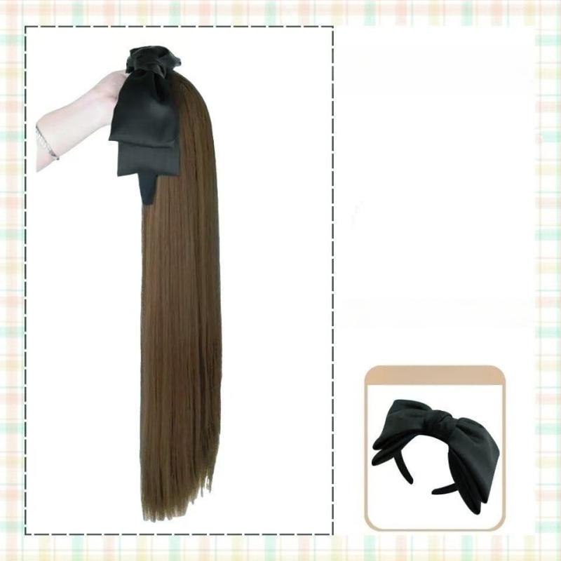 Fejbandás paróka, hosszú haj, egy darabos, levehető félfej dizájn, matt selyem haj, frufru egyenes vagy ferde