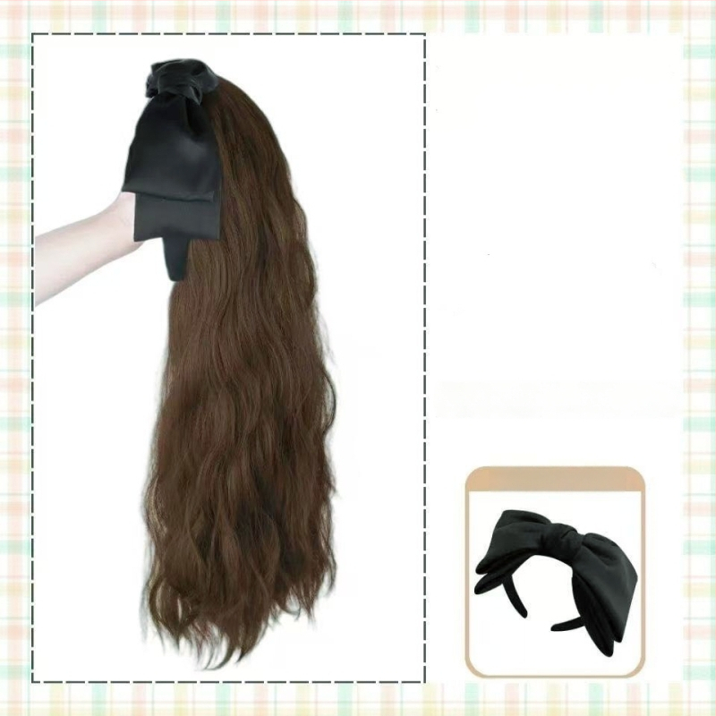 Fejbandás paróka, hosszú haj, egy darabos, levehető félfej dizájn, matt selyem haj, frufru egyenes vagy ferde