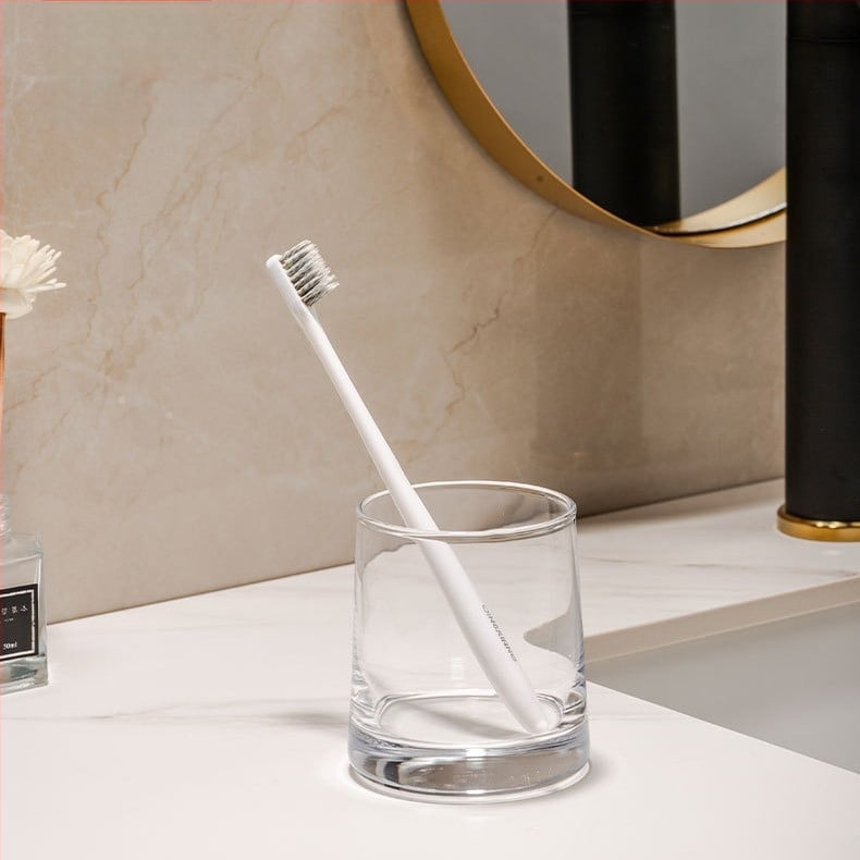 Pahar din sticlă pentru gargară și set de pahare pentru periuțe de dinți – formă rotundă, construcție pe un singur strat, îngrijire a sănătății orale