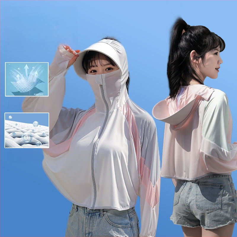 Γυναικεία κουκούλα με UV προστασία από τον ήλιο – γρήγορο στέγνωμα, διαπνοή, νάιλον, σχέδιο color-block