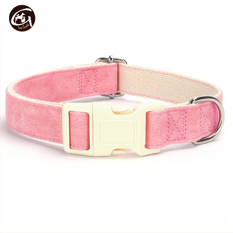 Bőr kutya nyakörv és póráz készlet, állítható, Glow Castle / Flash Castle márka