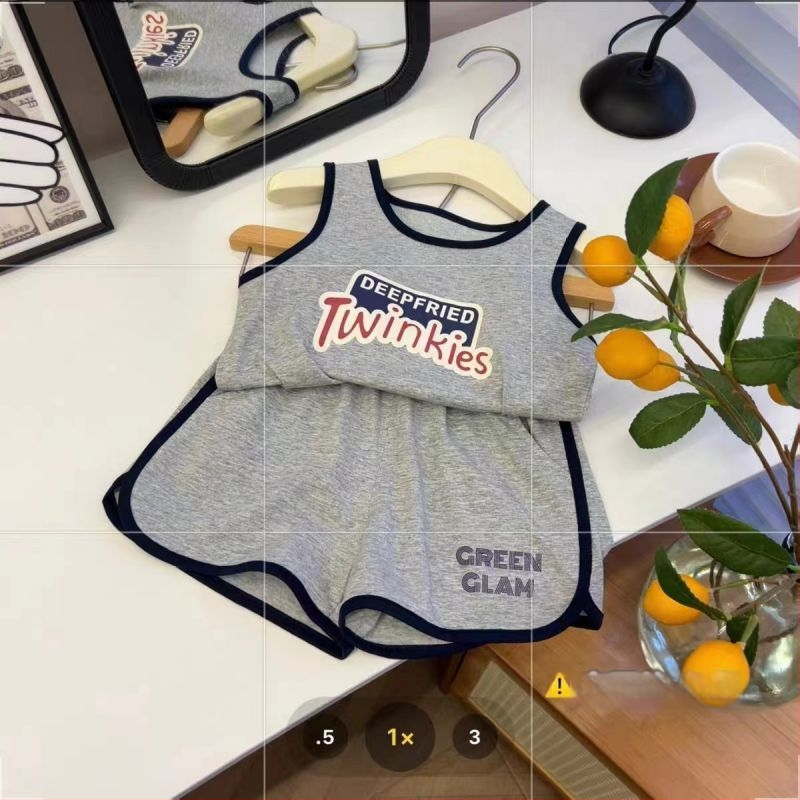 Koreai stílusú, ujjatlan gyerekeknek szóló két részes szett, nyári casual, pamut 91–95%