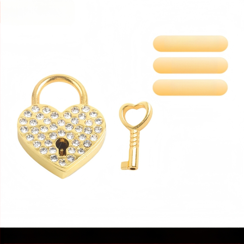 Κλειδαριά-καρδιά με διαμάντι για τσάντες με κλειδί – Μοντέλο M-004; κατάλληλο για τσάντες, ρούχα, αξιοθέατα, δώρα; ηλεκτροπλακίωση, διάτρηση σημείων, χειροκίνητη επεξεργασία