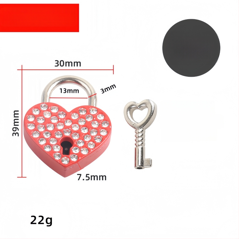 Κλειδαριά-καρδιά με διαμάντι για τσάντες με κλειδί – Μοντέλο M-004; κατάλληλο για τσάντες, ρούχα, αξιοθέατα, δώρα; ηλεκτροπλακίωση, διάτρηση σημείων, χειροκίνητη επεξεργασία