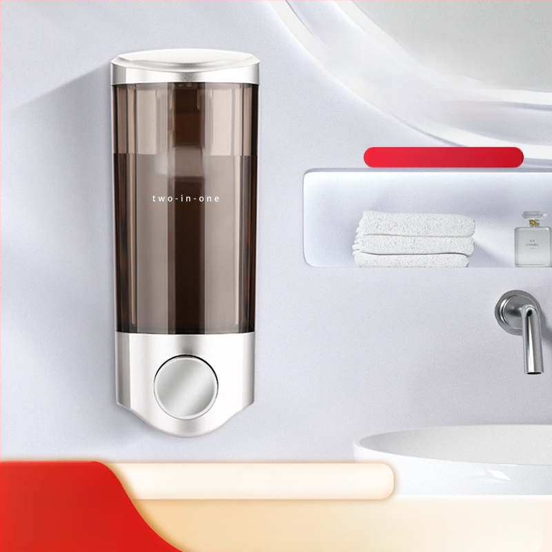 ABS δοχείο σαπουνιού τοποθετημένο στον τοίχο με χειροκίνητη λειτουργία ώθησης, 2-σε-1 κουτί σαπουνιού/σαμπουάν, μοντέρνος μινιμαλιστικός σχεδιασμός, Nast, βάρος 0,3 kg