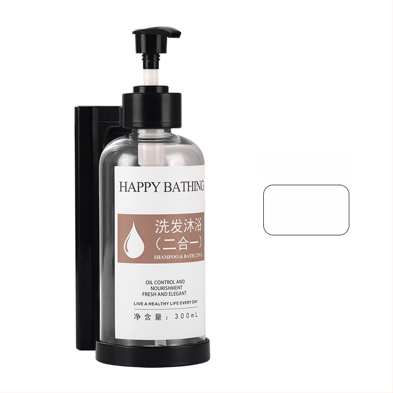 Τοίχο-μονταρισμένος διανομέας σαπουνιού χωρίς διάτρηση – χειροκίνητη πίεση, πλαστικό σώμα. Για μπάνιο ξενοδοχείου. Διανέμει σαπούνι, αντισηπτικό, σαμπουάν και gel μπάνιου.