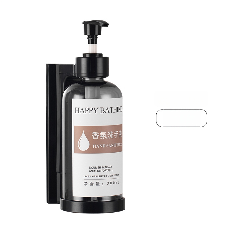 Τοίχο-μονταρισμένος διανομέας σαπουνιού χωρίς διάτρηση – χειροκίνητη πίεση, πλαστικό σώμα. Για μπάνιο ξενοδοχείου. Διανέμει σαπούνι, αντισηπτικό, σαμπουάν και gel μπάνιου.