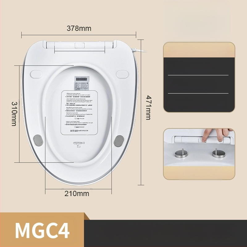 Melegített vécéülőke intelligens hőmérséklet-szabályozással, önkitisztító fúvóka, fenék- és női mosás, modell MGC1, PP anyag, osztott kivitel, szifonos öblítés