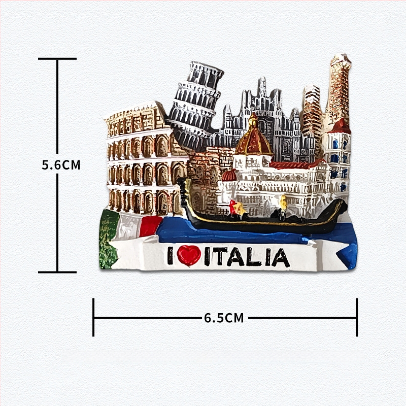 Sticker de frigider din rășină – atracții pitorești inspirate de Italia, stil minimalist modern, suvenir de călătorie