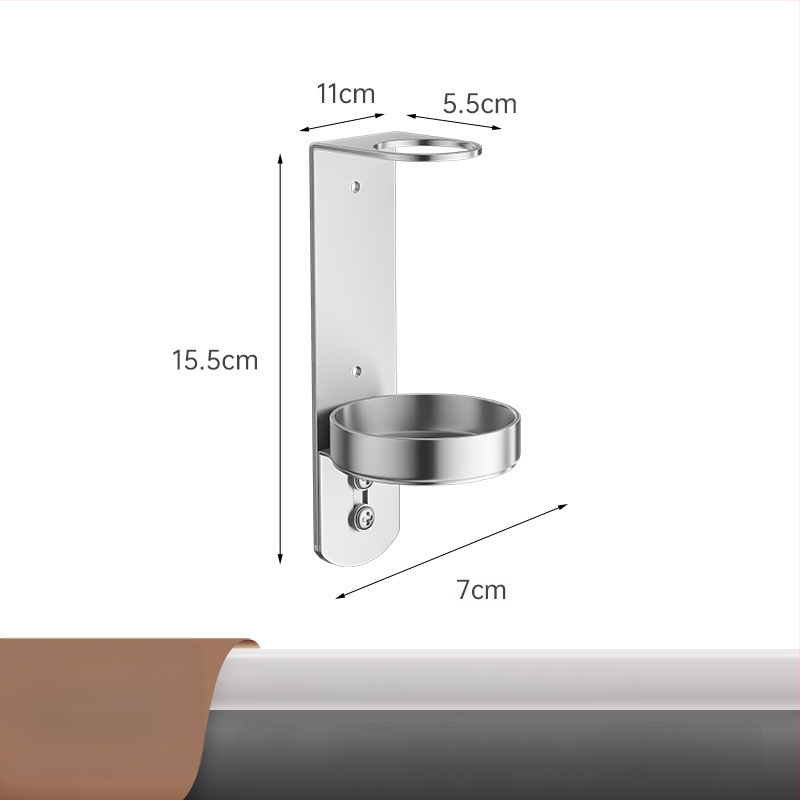 Στήριγμα φιαλών σαπουνιού και σαμπουάν από ανοξείδωτο ατσάλι 304 — τοίχου, βουρτσισμένη επιφάνεια, μοντέρνος μινιμαλισμός, χειροκίνητο πάτημα