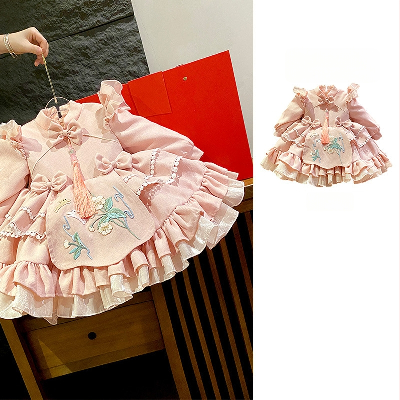 Φόρεμα κοριτσιών, στυλ πριγκίπισσα, Α-γραμμή; κυρίως ύφασμα: πολυεστέρας; επένδυση: πολυεστέρας; μοτίβο: λουλούδια; για ηλικίες 1-3 ετών