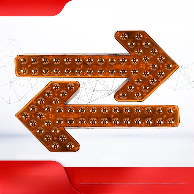 LED indikátor s šípkou pre zavlažovacie vozidlo – dvojité blikanie varovného signálu, 12/24V