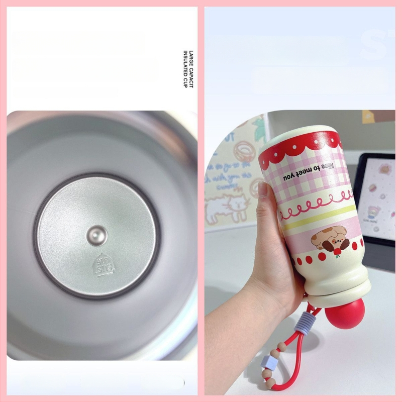 Ceșuță izolată cu pai și strecurător de ceai – interior din oțel inoxidabil 316, exterior din oțel inoxidabil 304, izolație 6–12 ore