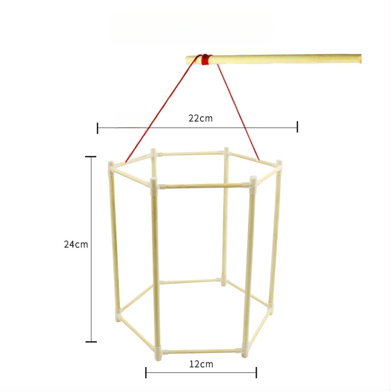 DIY Σετ Φανάρου από Μπαμπού με Σκελετό Δράκου, Μη Ηλεκτρικό, Opp Bag Συσκευασία, Για Ανοιξιάτικο Φεστιβάλ, Ηλικίες 7–14