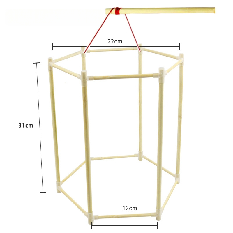 DIY Σετ Φανάρου από Μπαμπού με Σκελετό Δράκου, Μη Ηλεκτρικό, Opp Bag Συσκευασία, Για Ανοιξιάτικο Φεστιβάλ, Ηλικίες 7–14