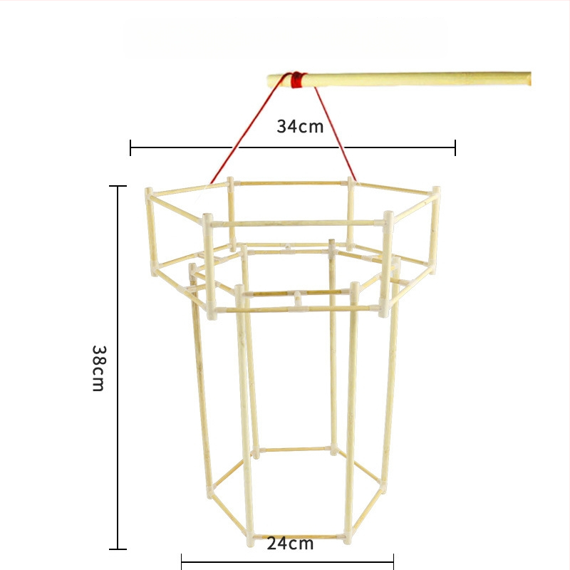 DIY Σετ Φανάρου από Μπαμπού με Σκελετό Δράκου, Μη Ηλεκτρικό, Opp Bag Συσκευασία, Για Ανοιξιάτικο Φεστιβάλ, Ηλικίες 7–14