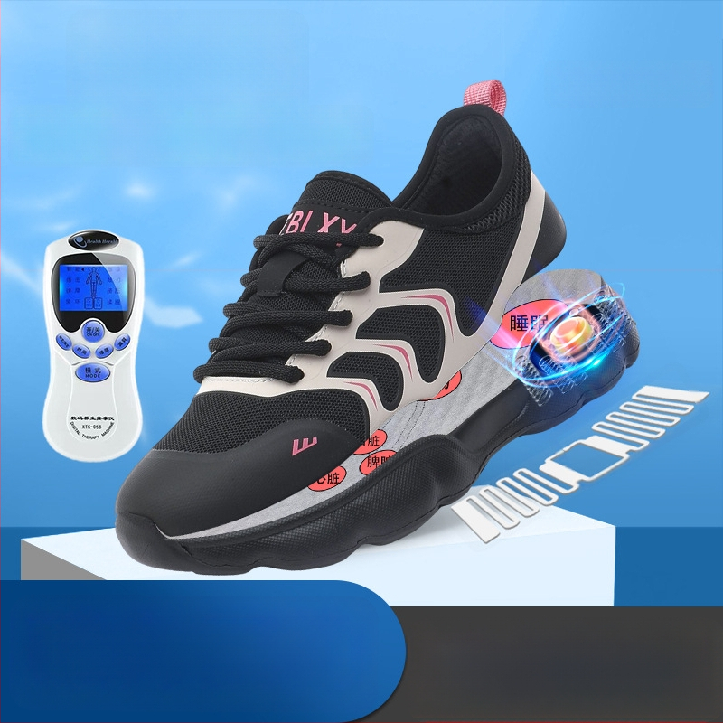 Παπούτσια μασάζ ποδιών με μαγνητική δόνηση - Δίκτυο εξωτερικά παπούτσια τρεξίματος για γυναίκες, μπροστινά κορδόνια, στρογγυλή μύτη, 3-5 cm ύψος φτέρνας, Καλοκαίρι 2025