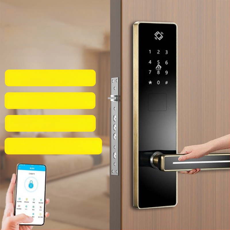 Szállodai okos zár IC-kártyával, hozzáférés jelszó és ujjlenyomat révén — megnövelt lopás elleni védelem, testreszabható