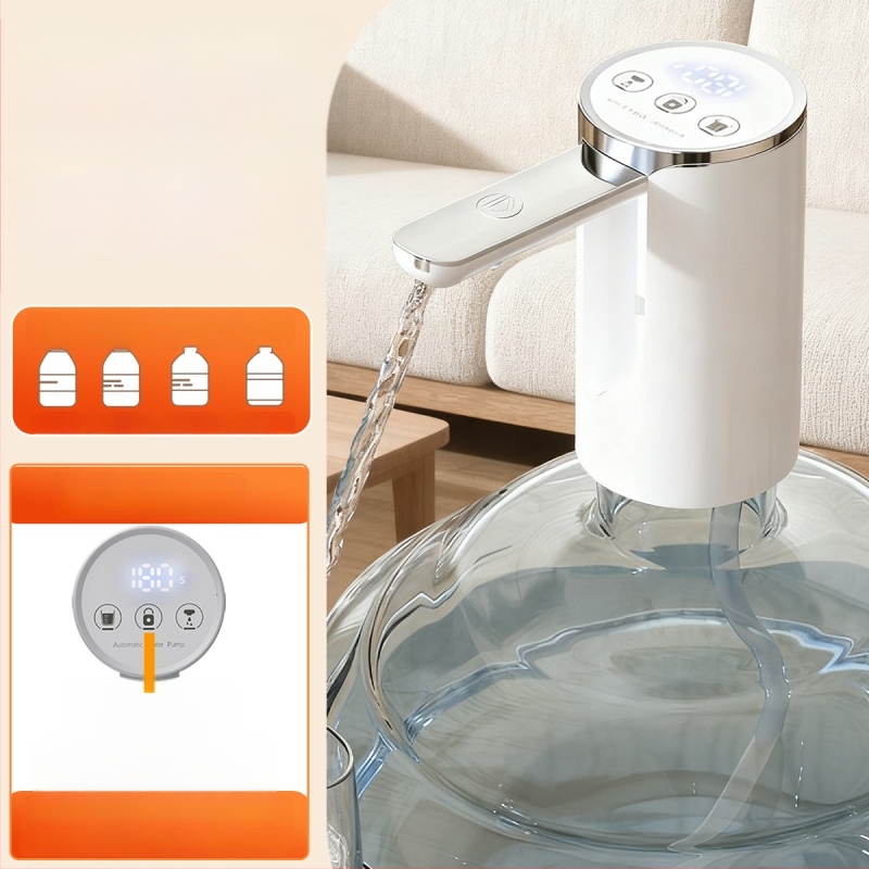 Összecsukható elektromos vízpumpa palackozott víz adagolóhoz érintőképernyős kijelzővel, modell D36, USB tápegység, 5V, 5W