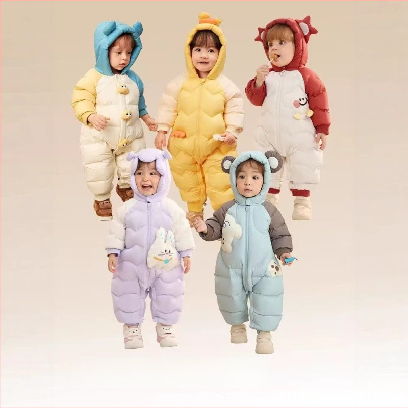 Unisex βρεφικό χειμερινό φορμάκι για το crawling, με κουκούλα, μακριά μανίκια, ίνα ακέτα με πολυεστέρα