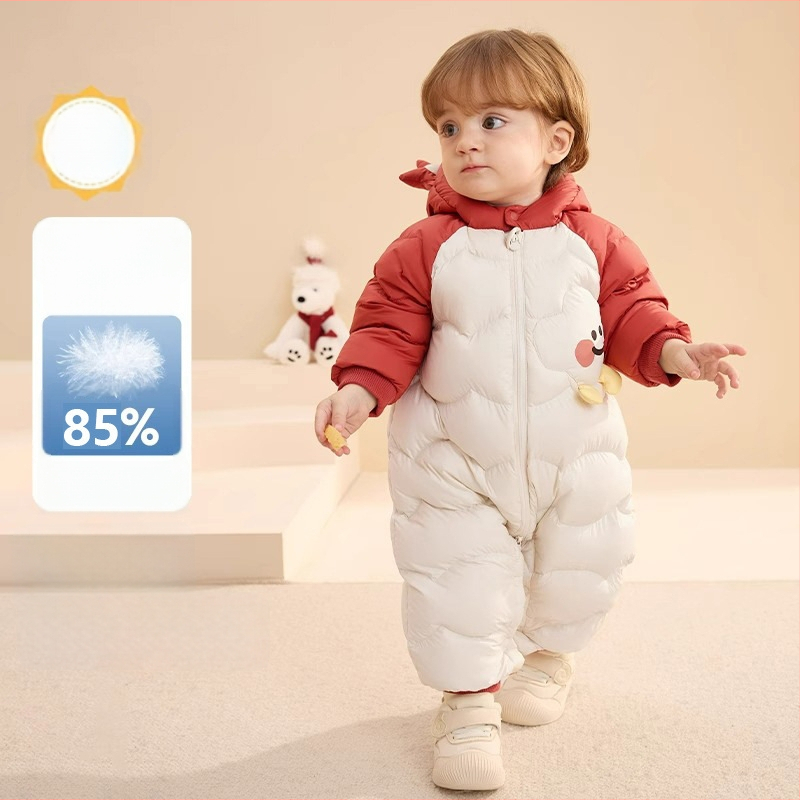 Unisex βρεφικό χειμερινό φορμάκι για το crawling, με κουκούλα, μακριά μανίκια, ίνα ακέτα με πολυεστέρα