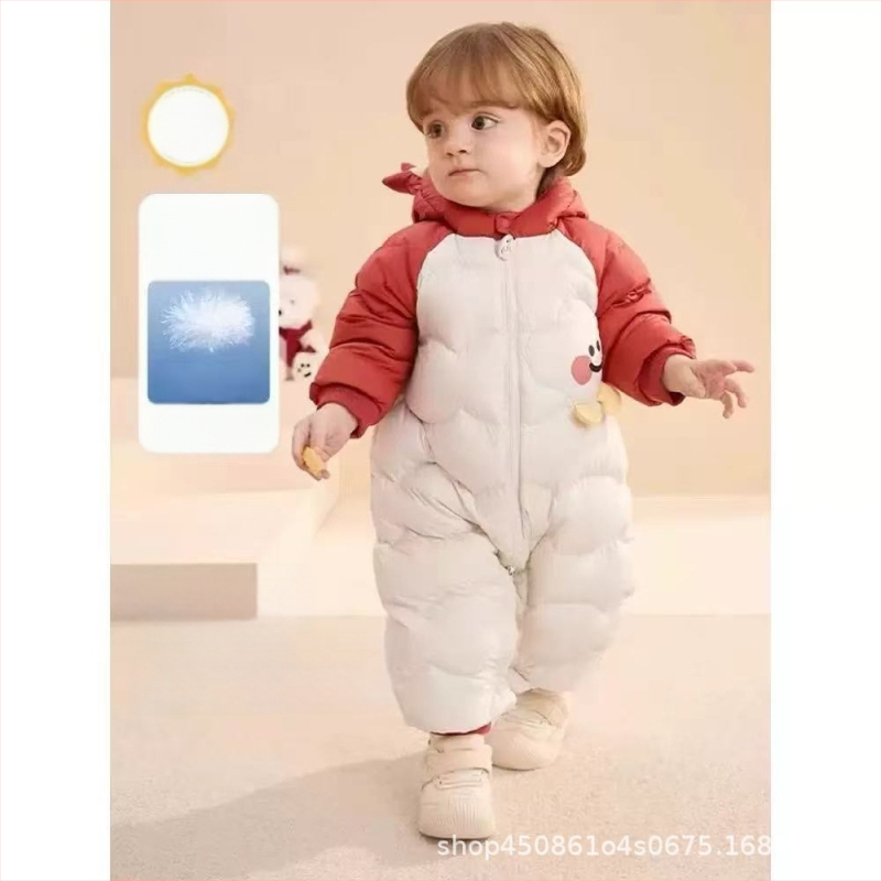 Unisex βρεφικό χειμερινό φορμάκι για το crawling, με κουκούλα, μακριά μανίκια, ίνα ακέτα με πολυεστέρα