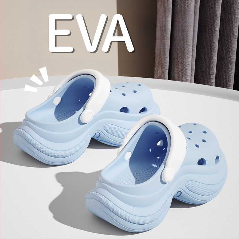 Γυναικείες EVA Mary Jane παπούτσια με ψηλό τακούνι, Red Crane, σόλα 5 cm, κατασκευή Injection Molded, Crocs στυλ για παραλία και καθημερινή άνεση, αύξηση ύψους