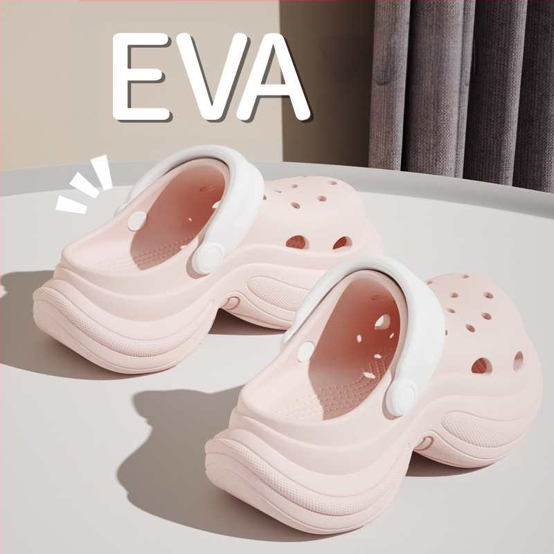 Γυναικείες EVA Mary Jane παπούτσια με ψηλό τακούνι, Red Crane, σόλα 5 cm, κατασκευή Injection Molded, Crocs στυλ για παραλία και καθημερινή άνεση, αύξηση ύψους