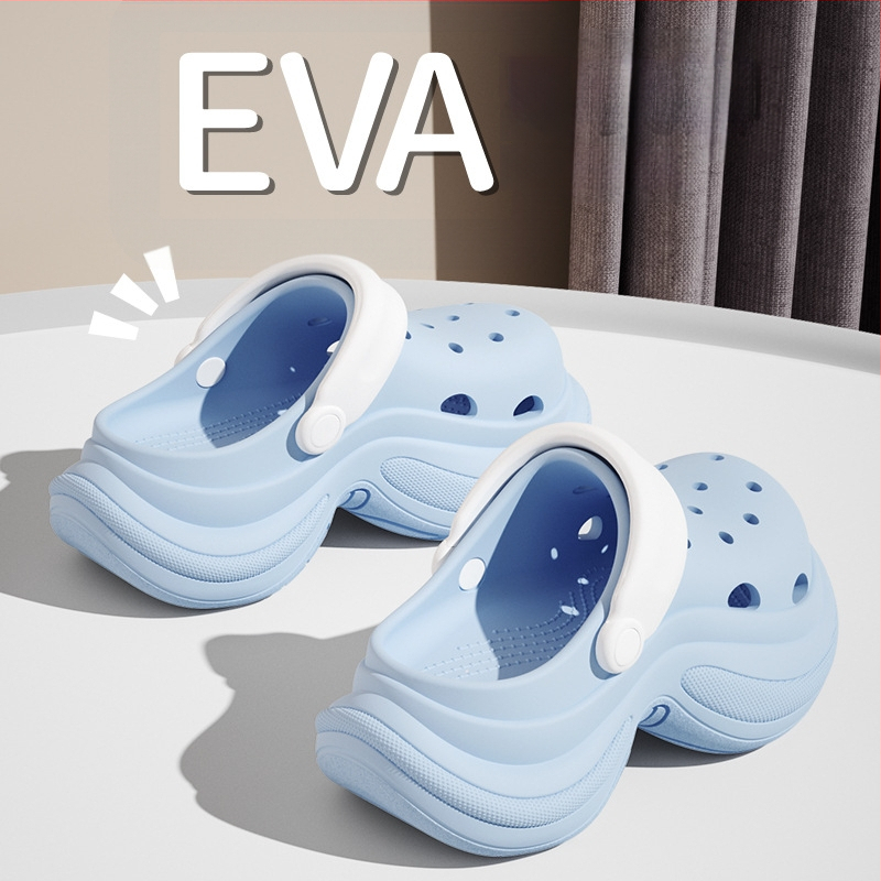 Γυναικείες EVA Mary Jane παπούτσια με ψηλό τακούνι, Red Crane, σόλα 5 cm, κατασκευή Injection Molded, Crocs στυλ για παραλία και καθημερινή άνεση, αύξηση ύψους